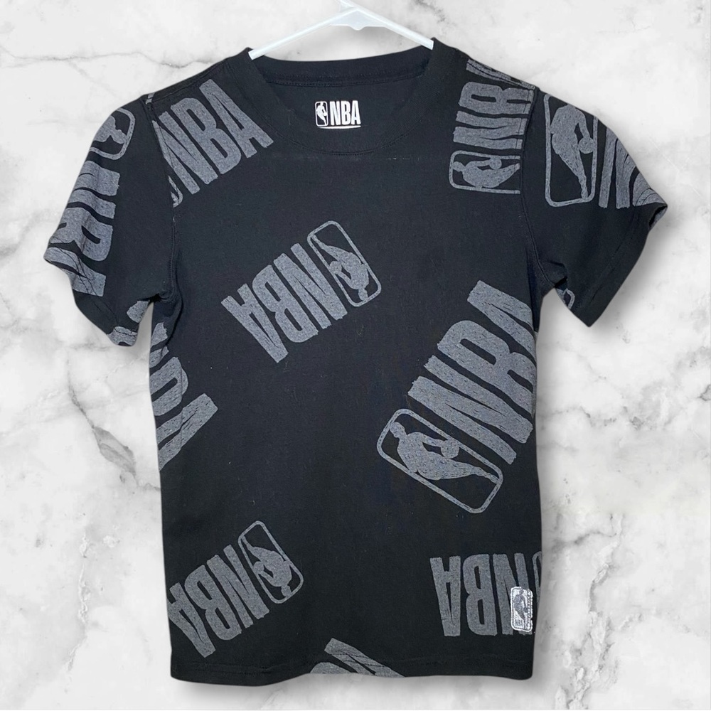 NBA Icer Brands Black & Gray All-Over Logo Graphic T-Shirt